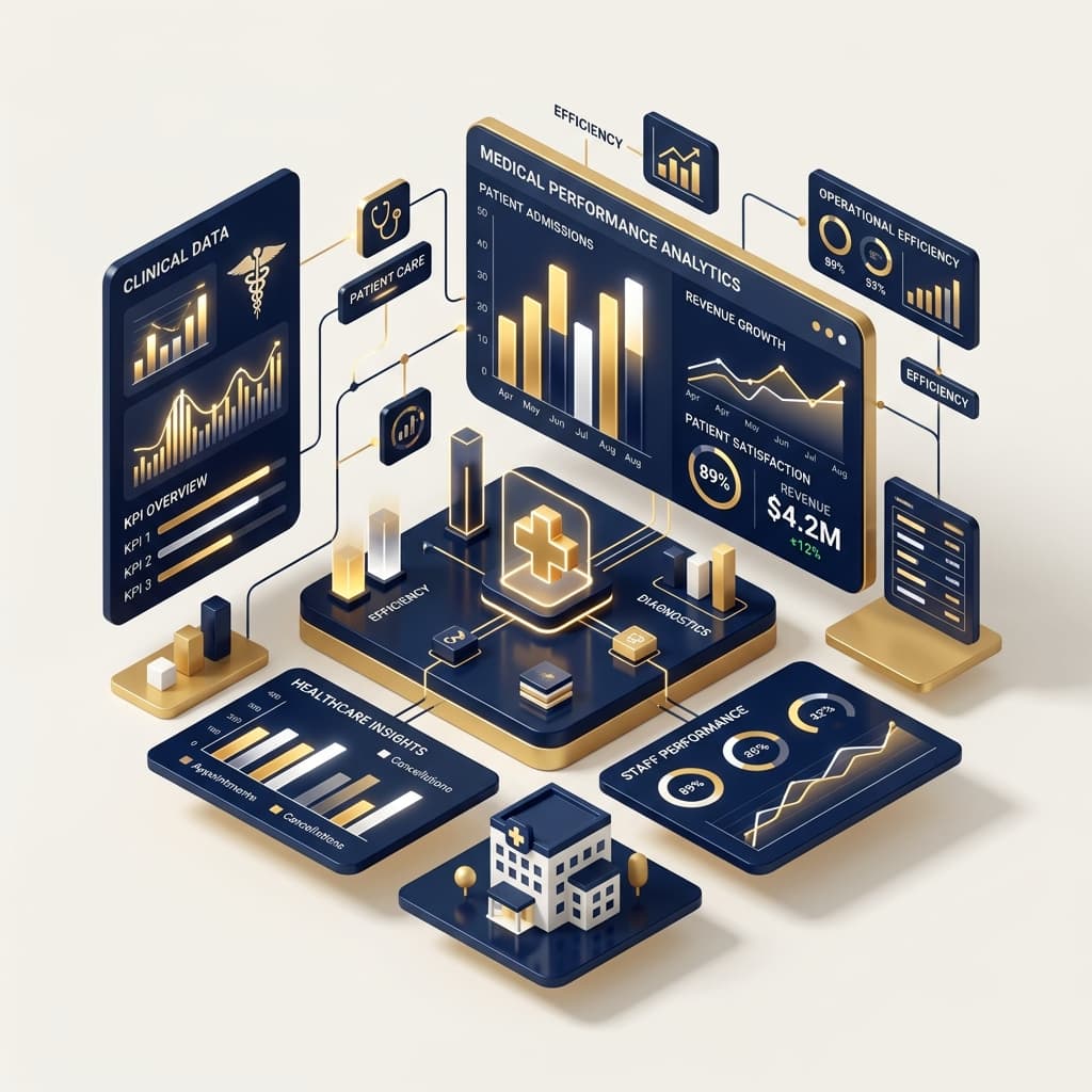 Medical billing reporting and financial analytics illustration
