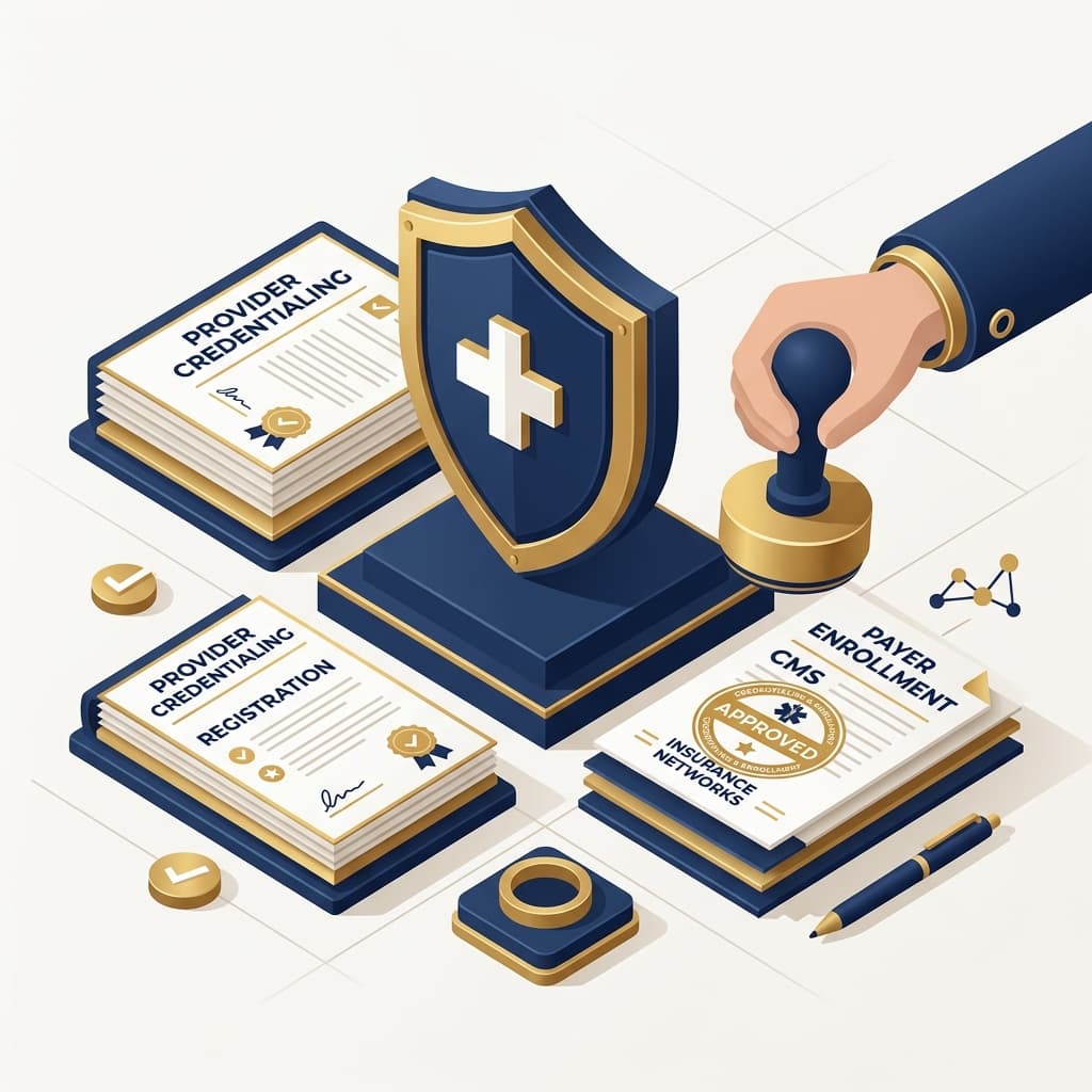 Provider credentialing and enrollment process illustration